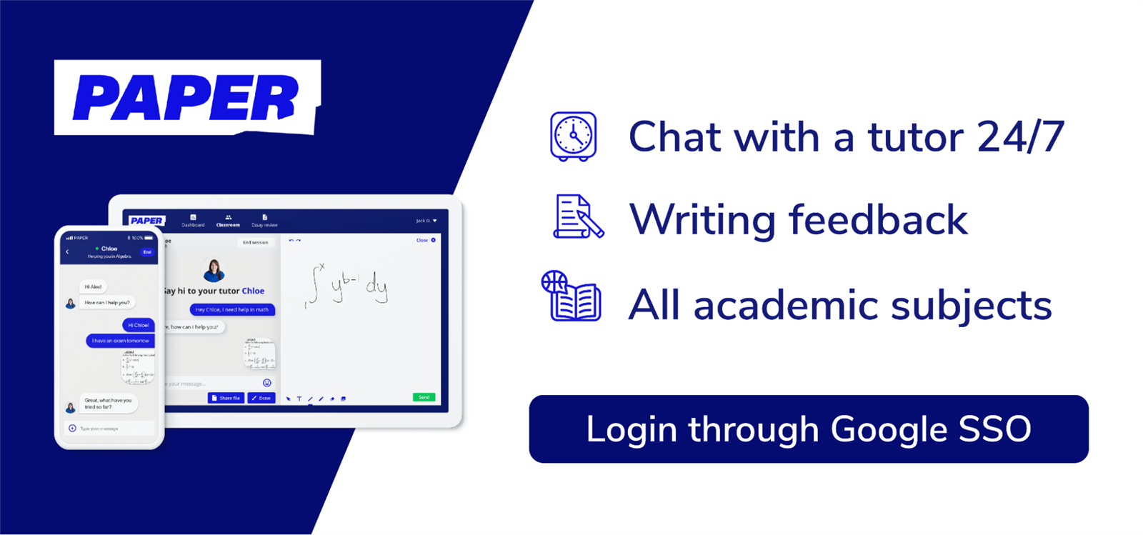 Paper page banner. Chat with a tutor 24/7. Writing feedback. All academic subjectsl